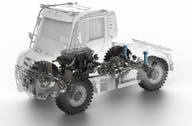 Hydropneumatic suspension on the rear axle