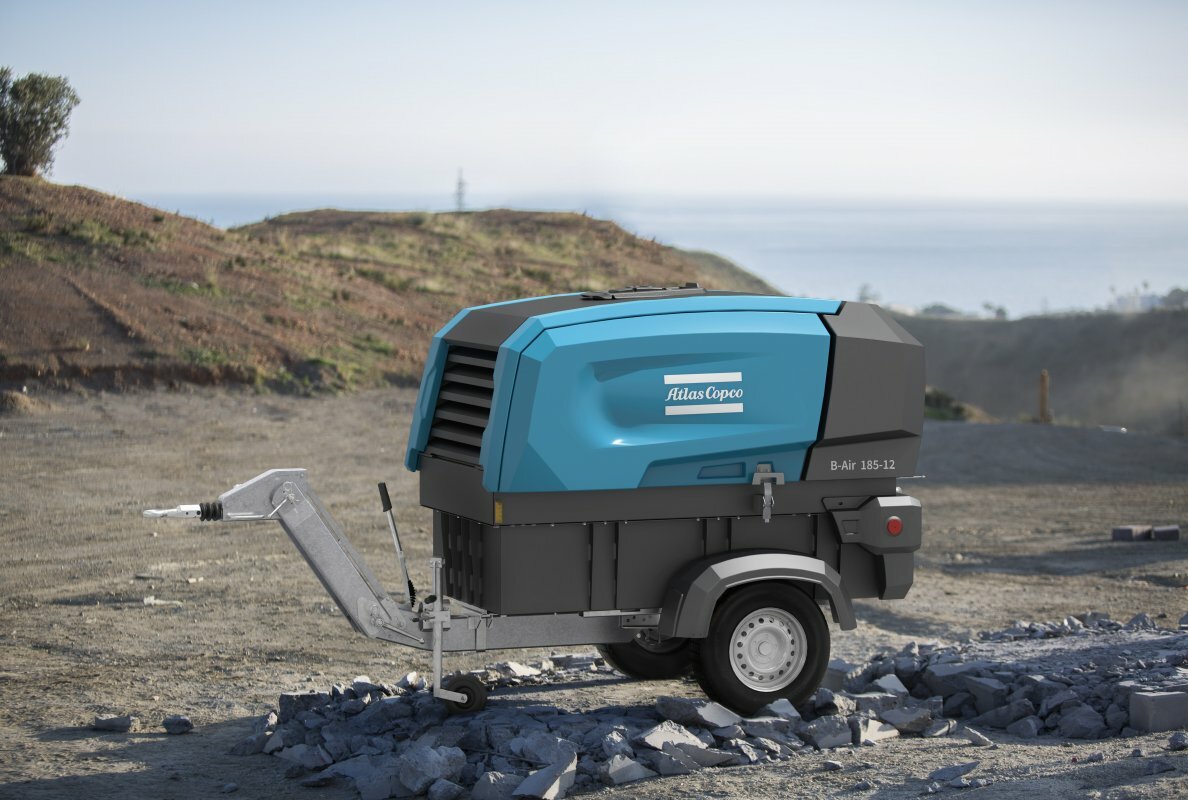 The battery-powered portable air compressor from Atlas Copco, B-Air 185-12