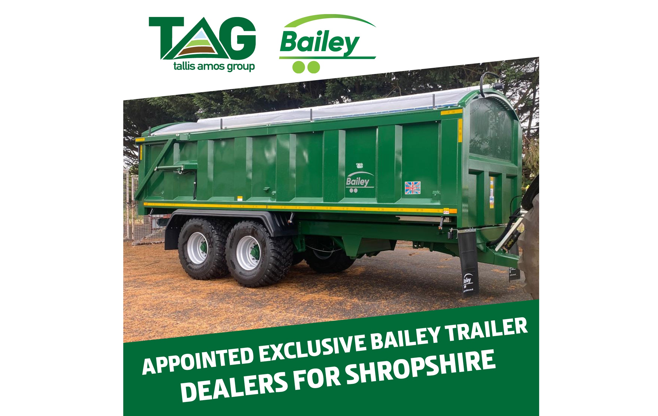 Tallis Amos Group (TAG) Appointed Exclusive Bailey Trailer Dealers for Shropshire