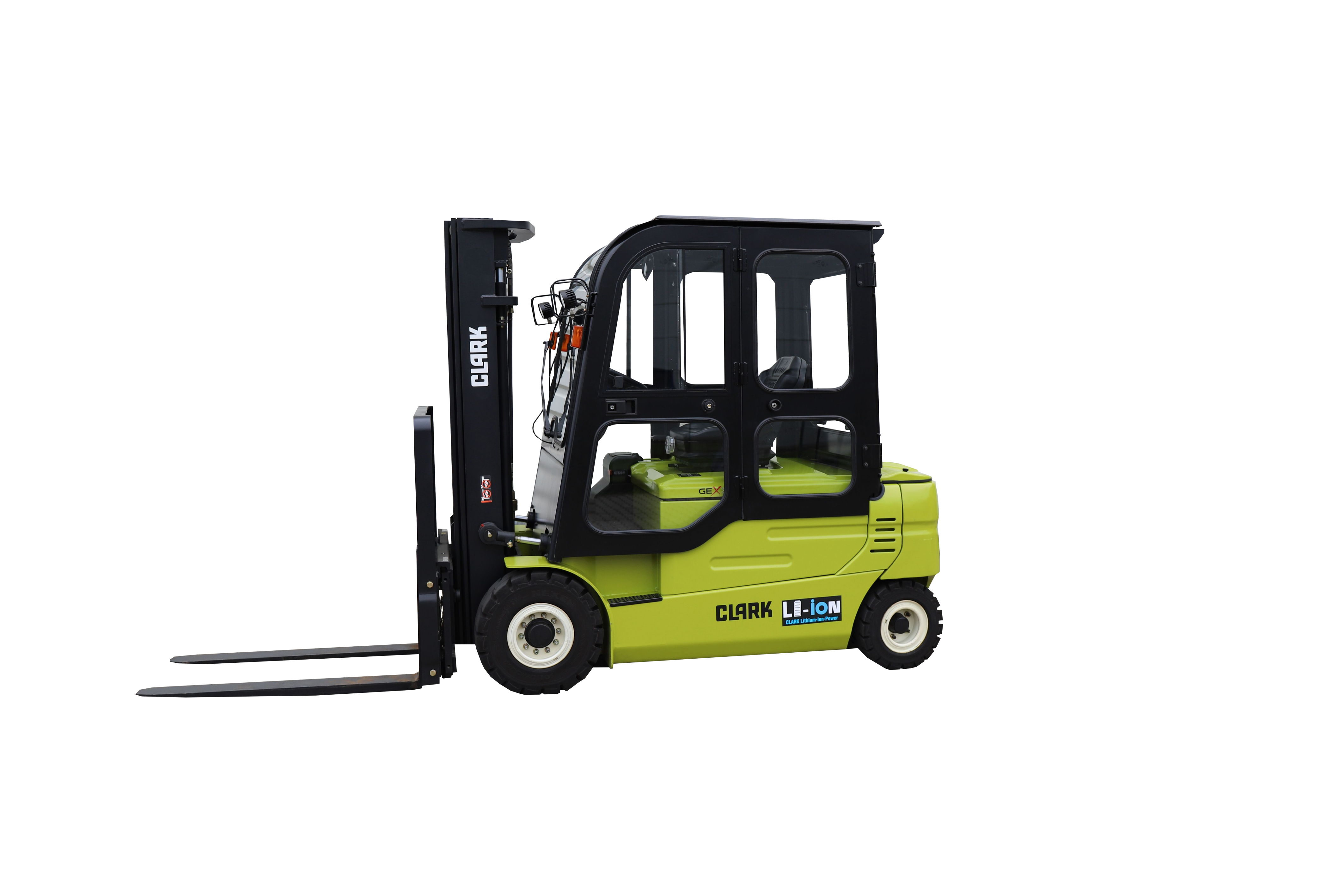 Clark has expanded the GEX20-30L and GEX40-50 electric forklift series to include models with an 80 volt Li-Ion battery