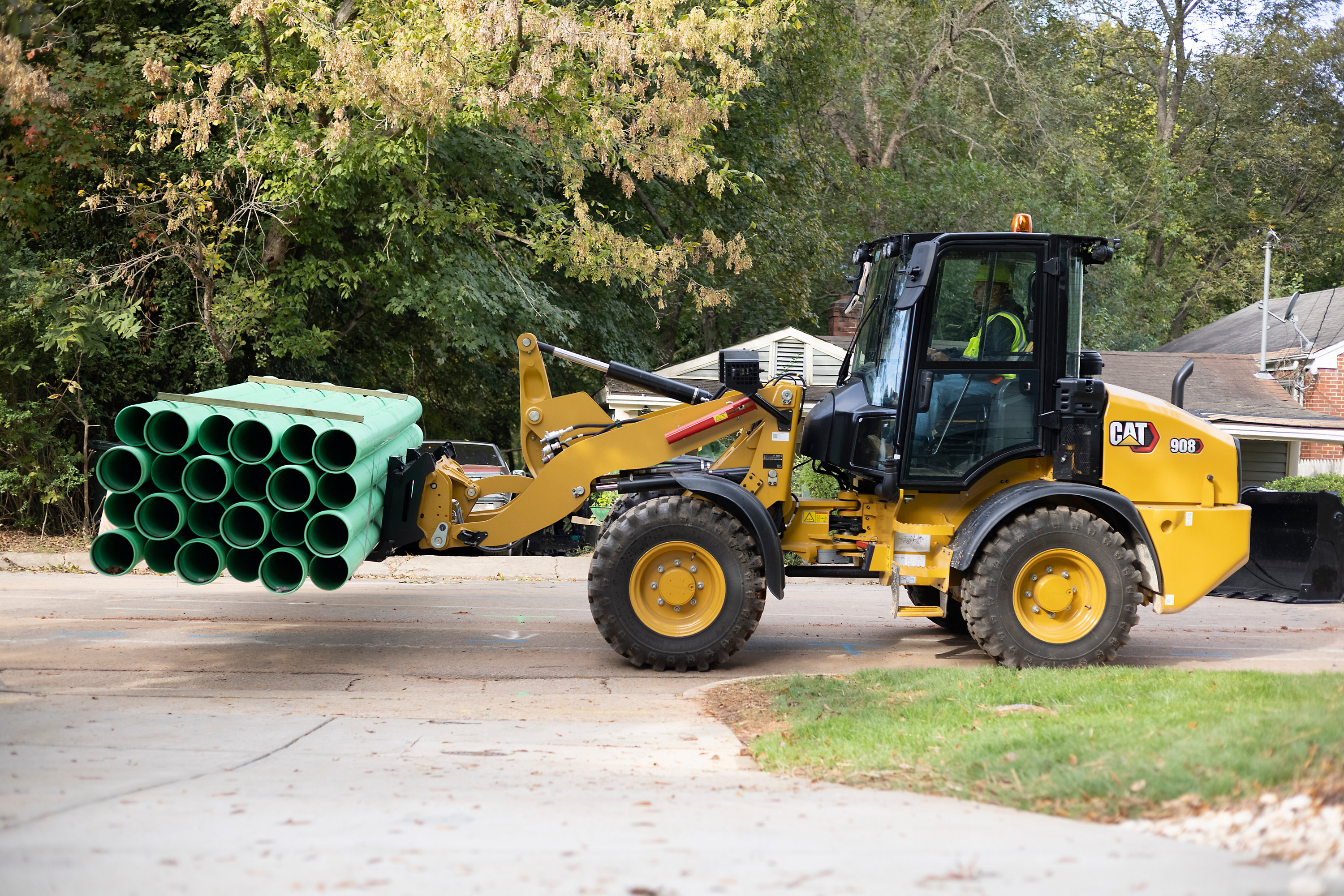 The Cat 908 compact wheel loader