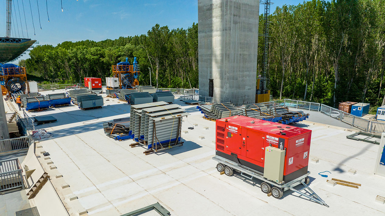 Supplying power to build the largest suspension bridge ever built over the river Danube