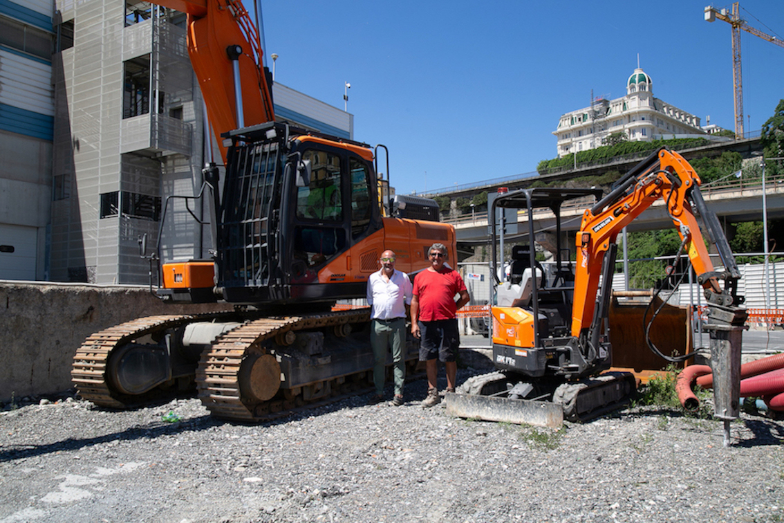 from left, Fabio Rampini, Picotto area manager for Liguria, Asti and Alessandria; Luigi Bonomelli, site manager for E.S.O. Strade.