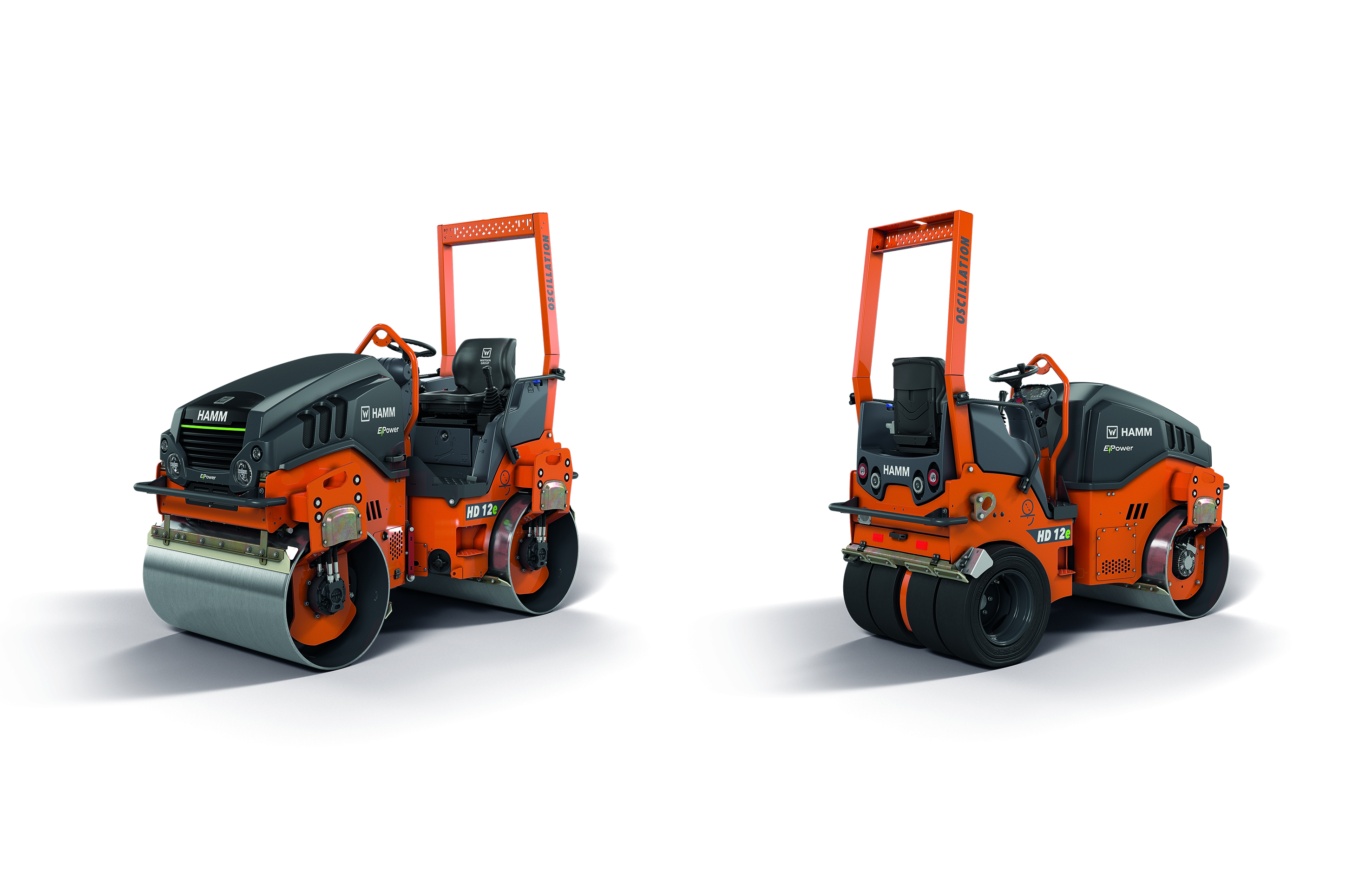 Battery-powered electric tandem rollers: Visitors to the Bauma 2022 had the chance to see the HD 12e VO (with vibration and oscillation drums) and the HD 12e OT (combination roller with oscillation) for themselves. The compaction parameters and operation are identical to the diesel engine models.