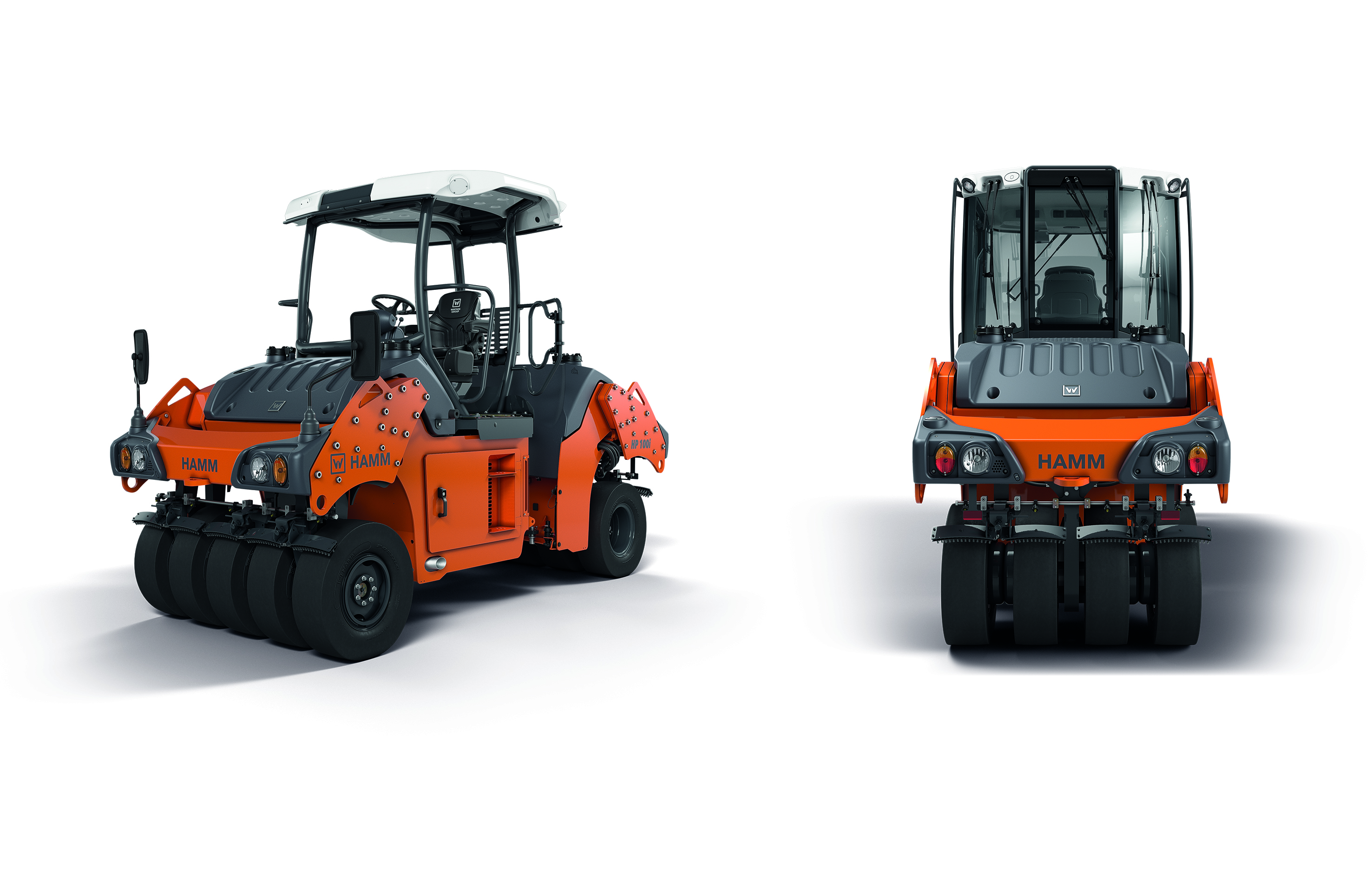 Hamm offers the HP 100i articulated pneumatic-tire roller with the open platform and with the cab.