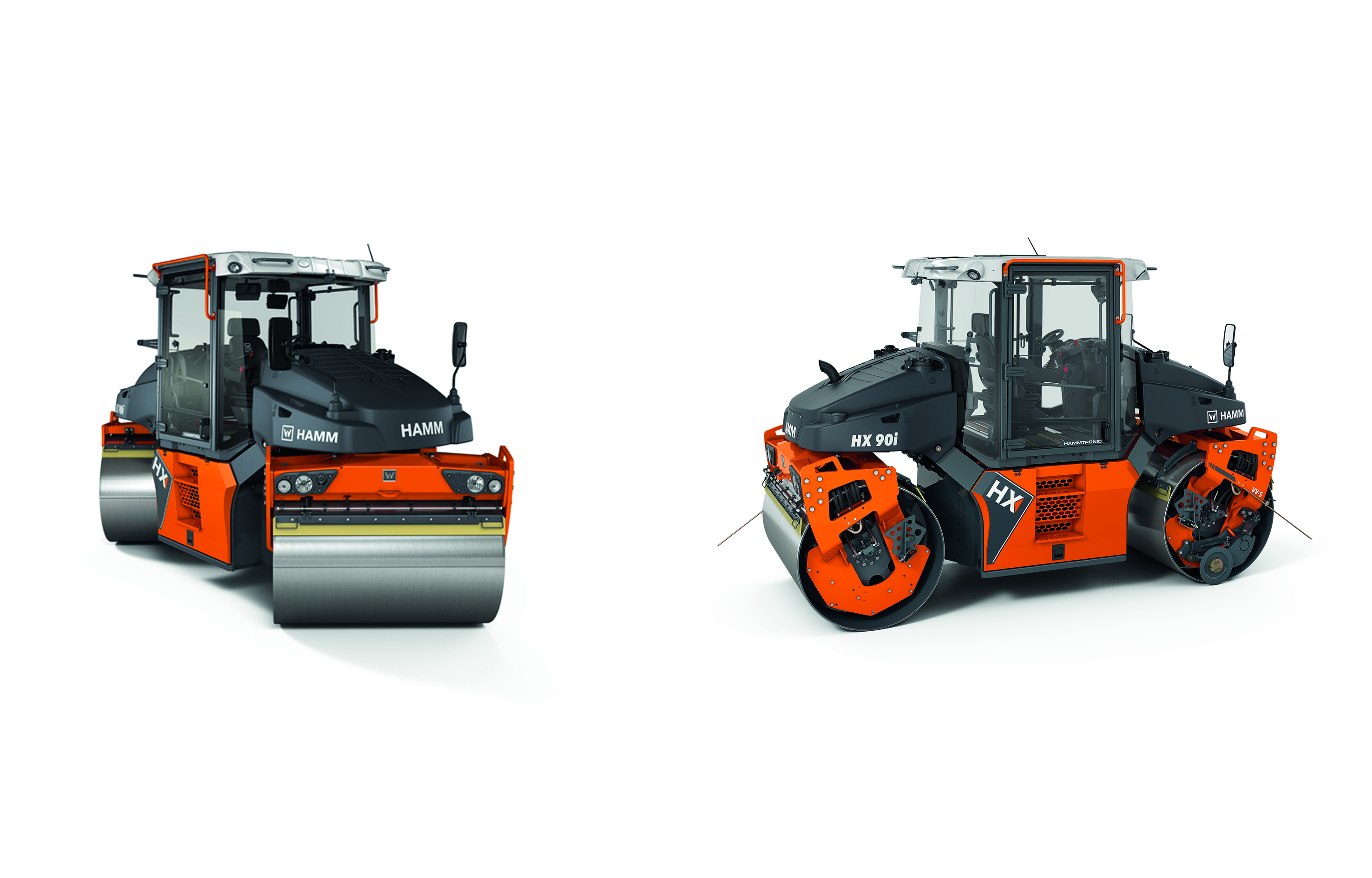 At bauma 2022, Hamm introduced the HX series to the market with the HX 70i and HX 90i models and is therefore replacing the DV+ series. The panoramic cab provides a view of the drum edges in any direction of travel.
