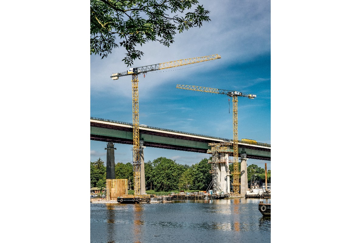 The replacement structure for the eastern half of the bridge is being built next to the existing bridge and is scheduled for completion in 2026.