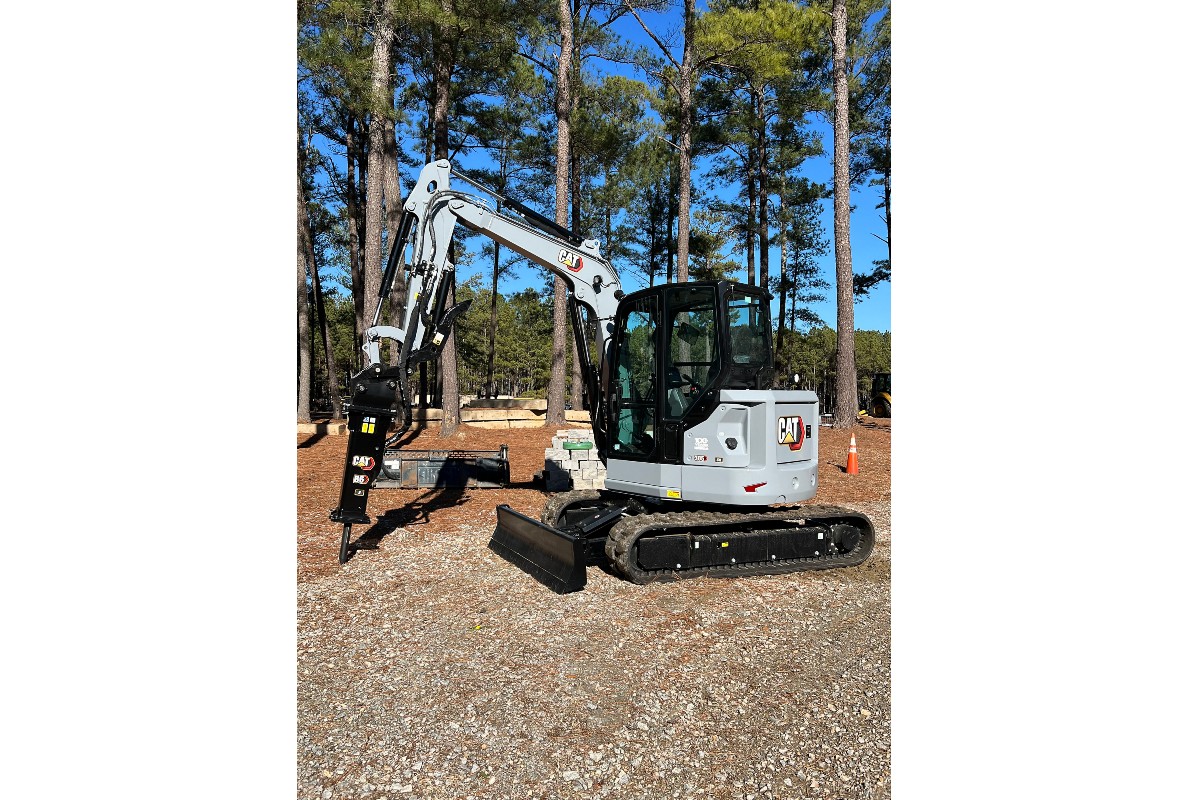 Cat 305 Mini Excavator in Centennial Grey.
