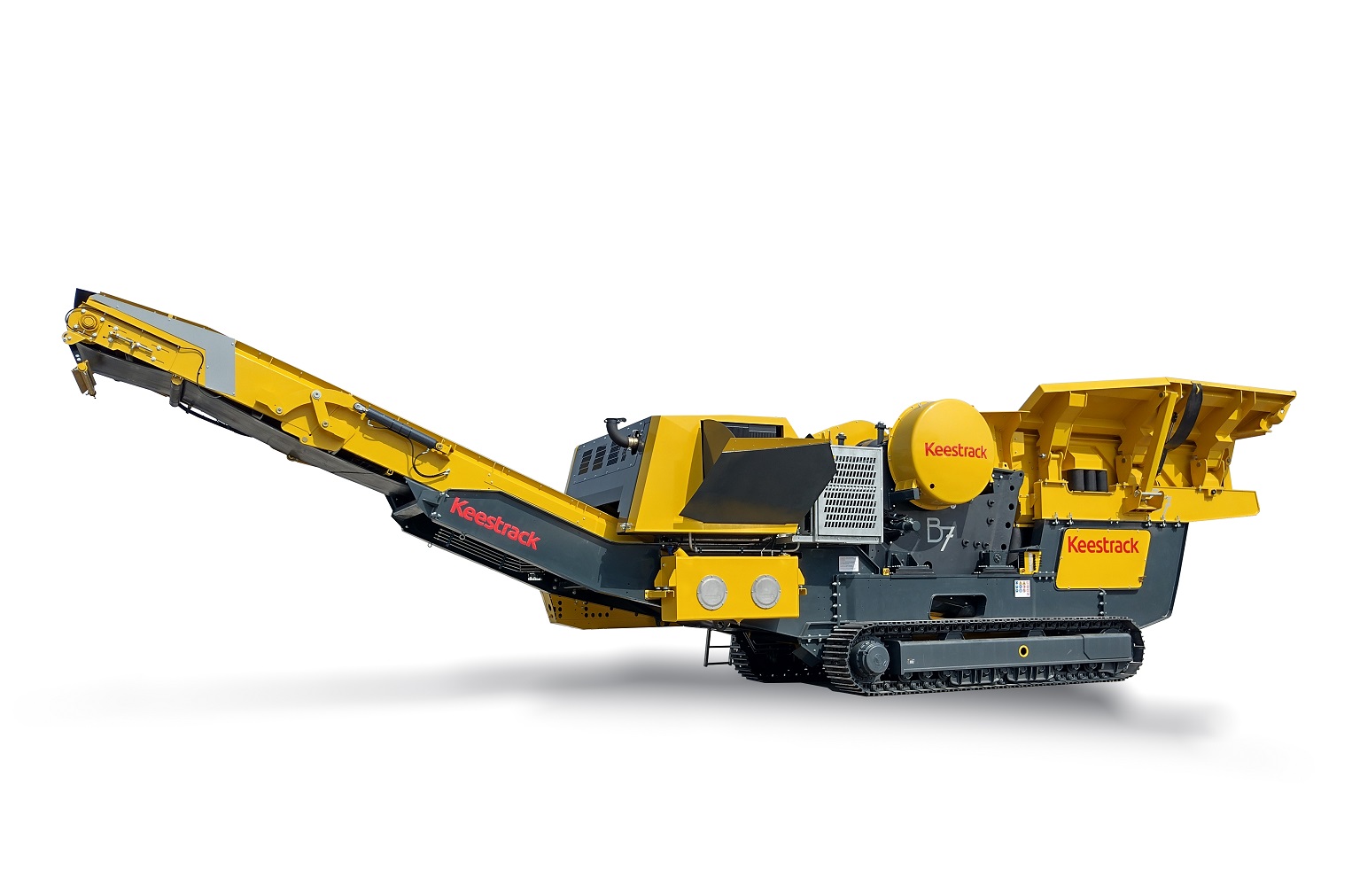 The 77sT (70t) jaw crusher B7 especially designed for heavy duty crushing in quarrying and mining with drop off engine.