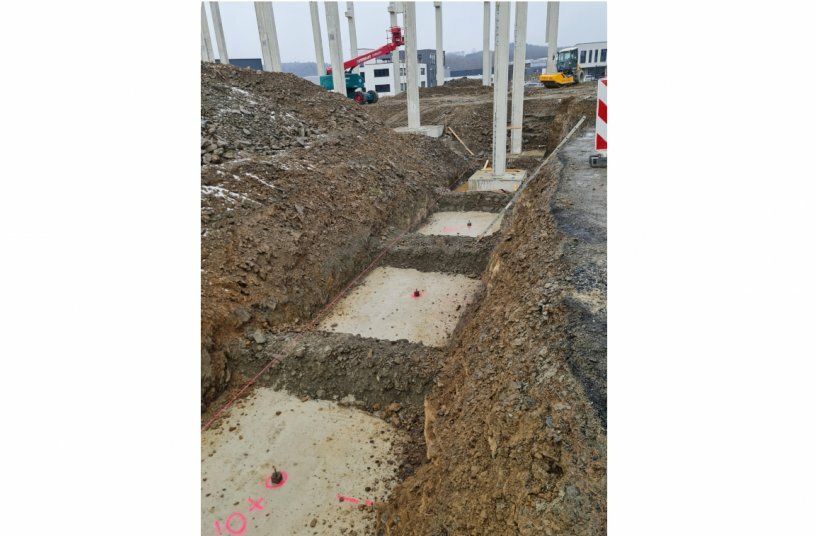 The factory will be built on a total of 132 individual footings. Excavating the pits required for the footings was challenging.