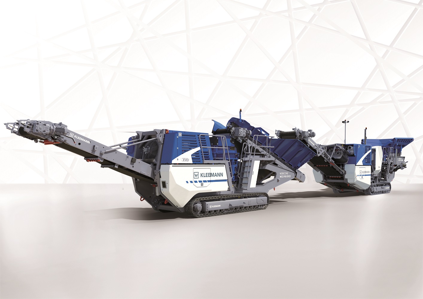 Powerful on its own and in a team: The cone crusher MOBICONE MCO 90i EVO2 and jaw crusher MOBICAT MC 110i EVO2 from Kleemann.