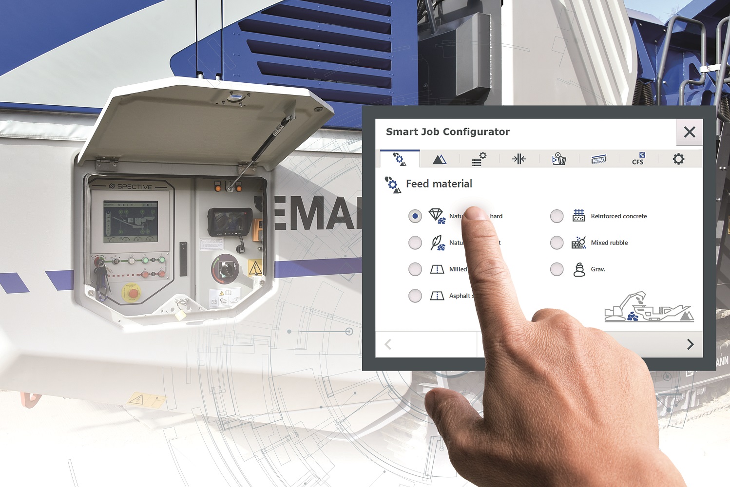 On the SPECTIVE touch panel the Smart Job Configurator can be used as a 