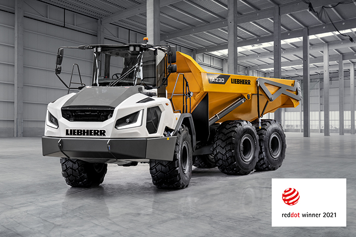 Winner of the Red Dot Award 2021 for high design quality: the new Liebherr TA 230 Litronic articulated dump truck.