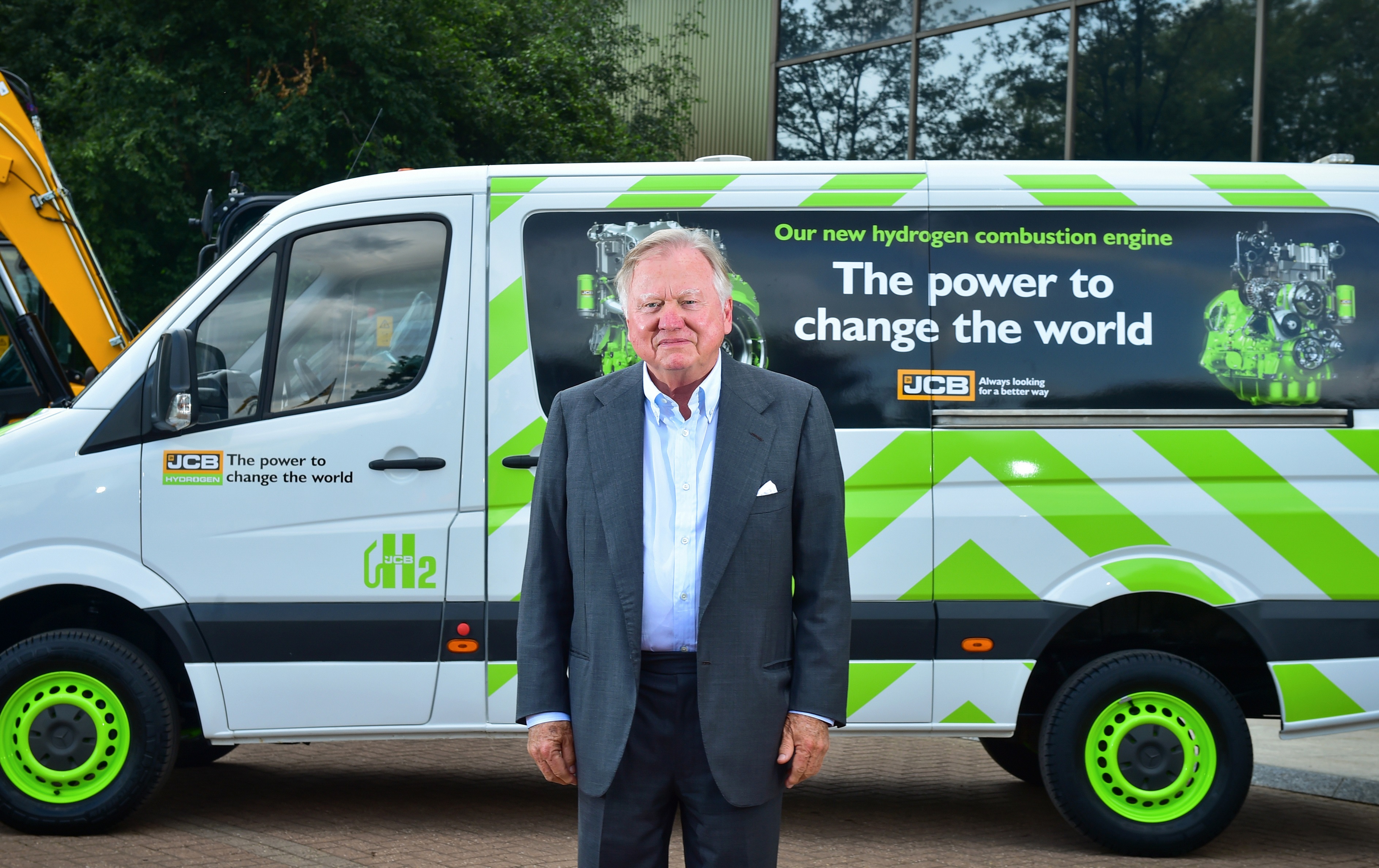 Lord Bamford with the retrofitted van