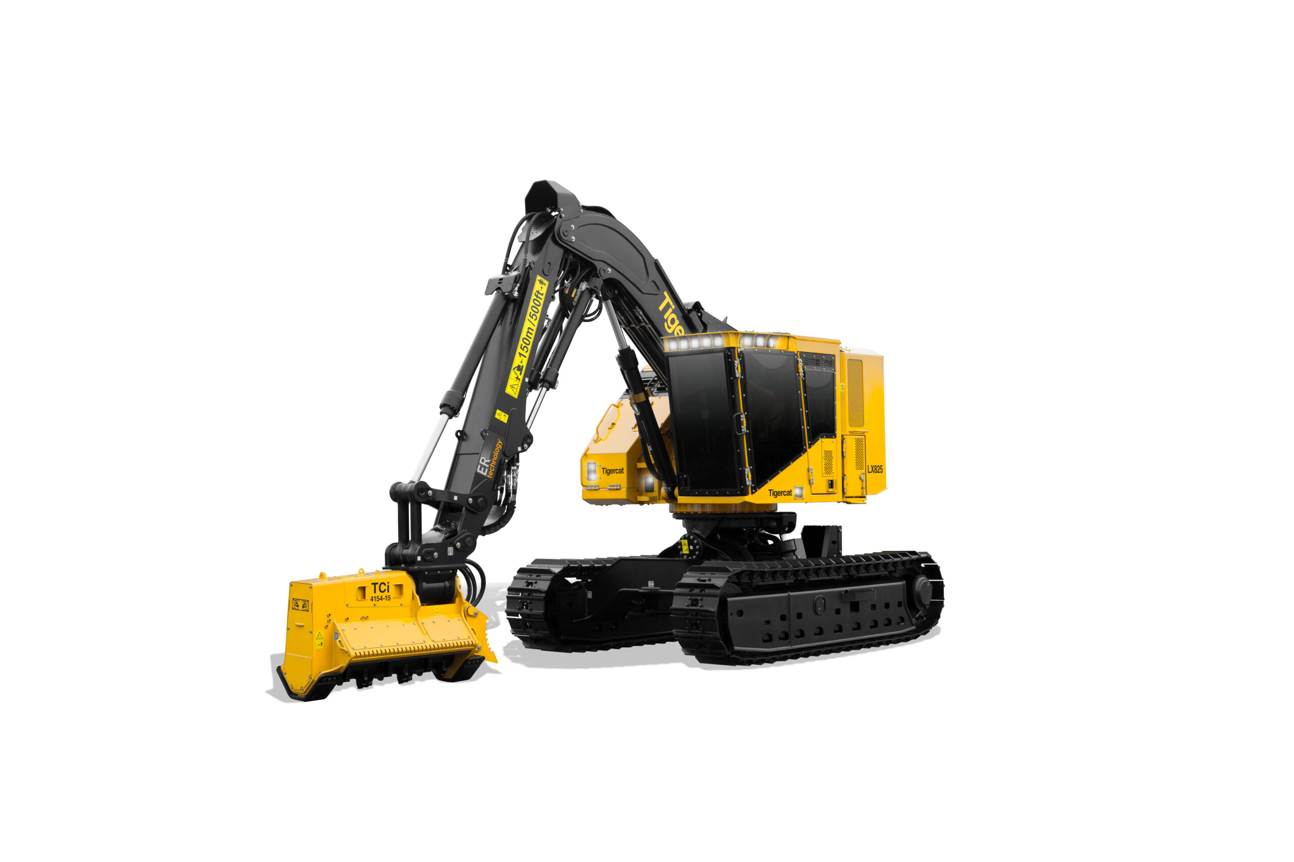 LX825 convertible mulcher/feller buncher equipped with the new TCi 4154-15 mulching head.