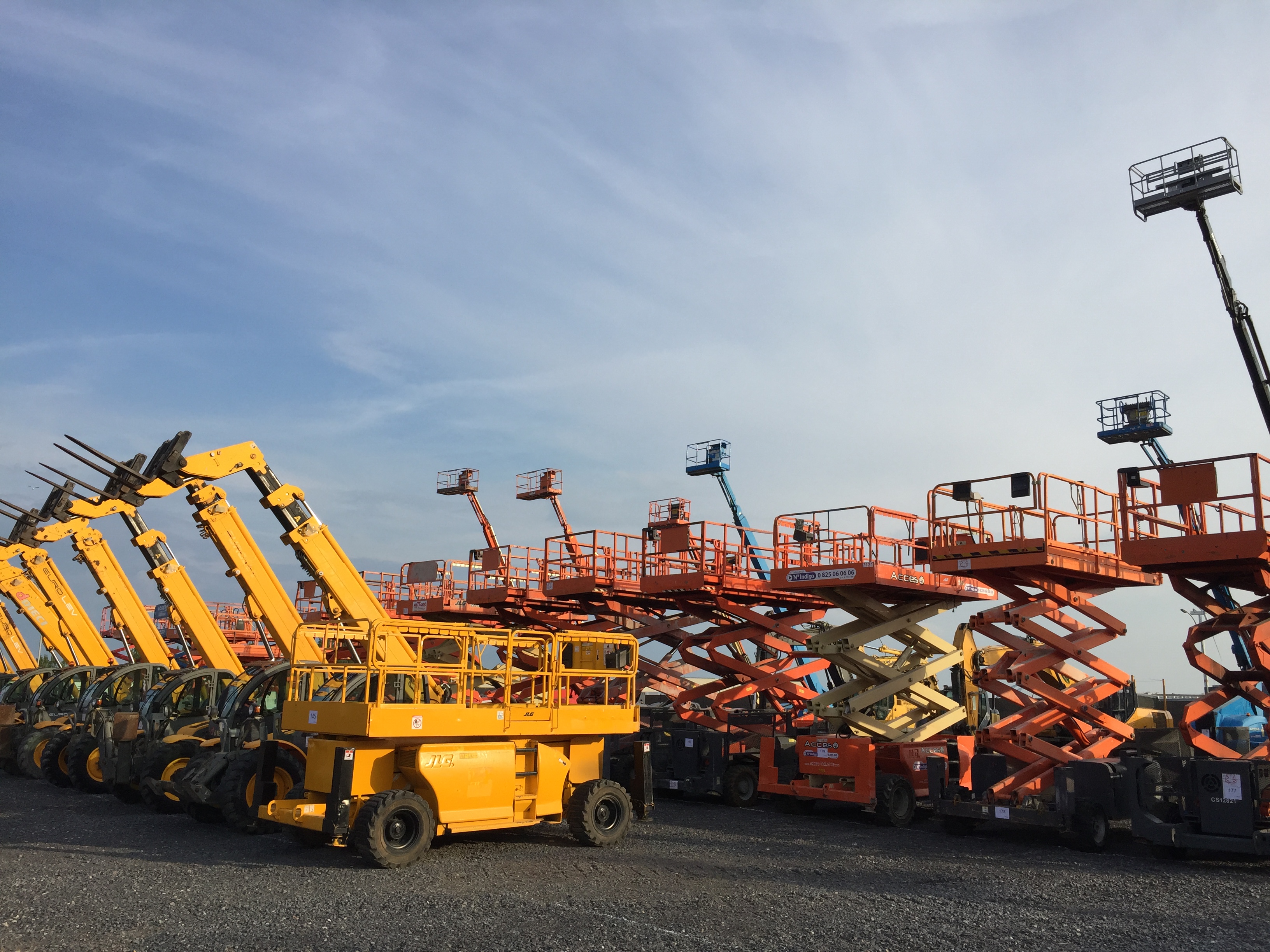 Machines lined up at Equippo Auction's yard in Zeebrugge