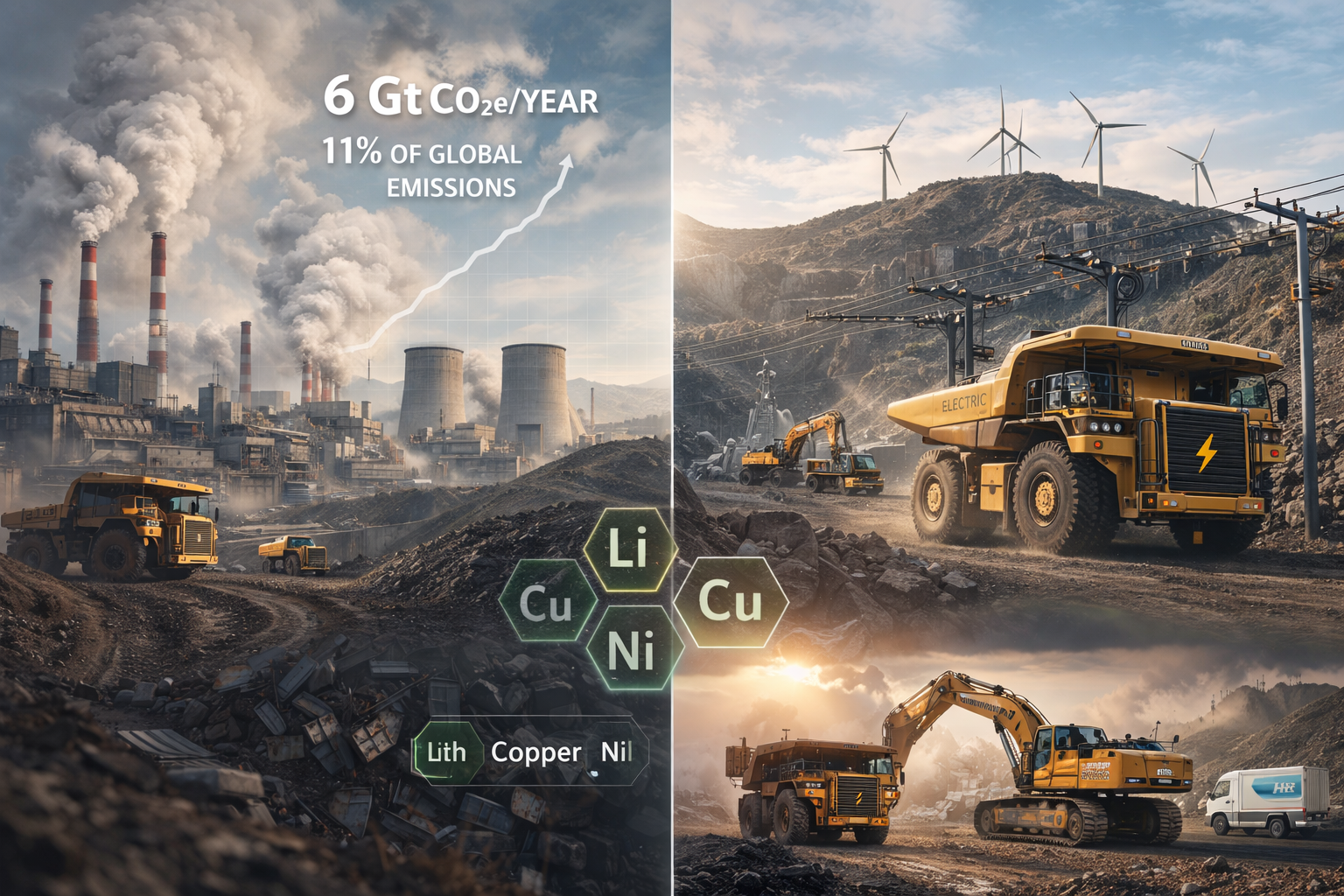 The mining and metals sector generates 11% of global emissions, driven by energy-intensive processing, declining ore grades, and rising demand for critical minerals, forcing a transition toward electrification and low-carbon production technologies.
