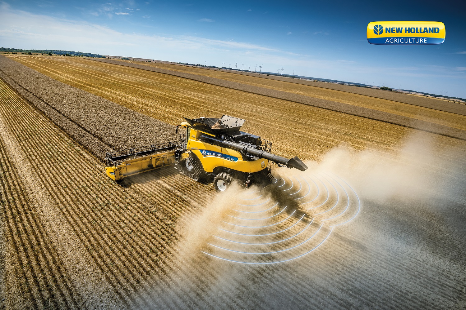 New Holland’s new combine residue automation system uses 2D radars to obtain an accurate spreading pattern image of the residue particles behind the combine