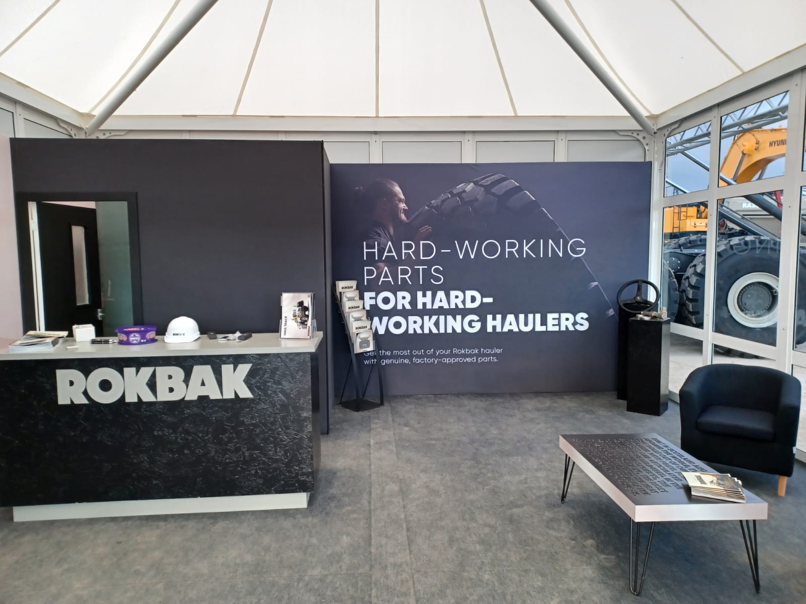 Inside the Rokbak pavilion at the Molson Group open day, where the dealer welcomed customers to discuss their needs. <br> Image source: Rokbak