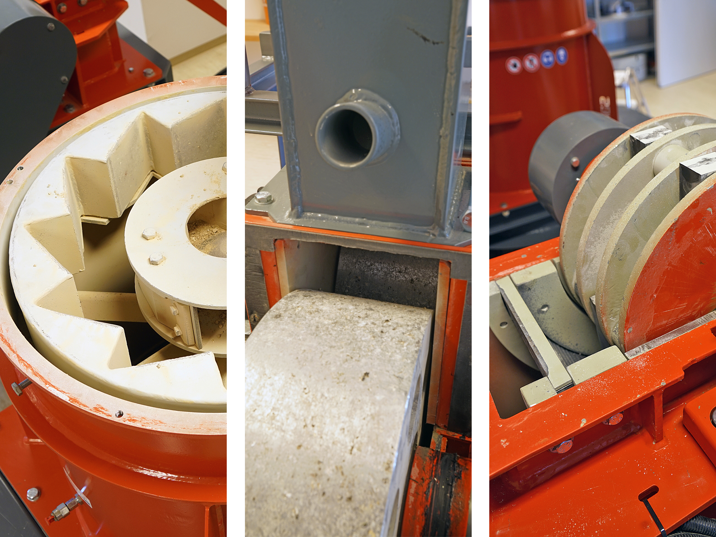 Especially developed laboratory crushers carry out crushing trials with material provided by the client.