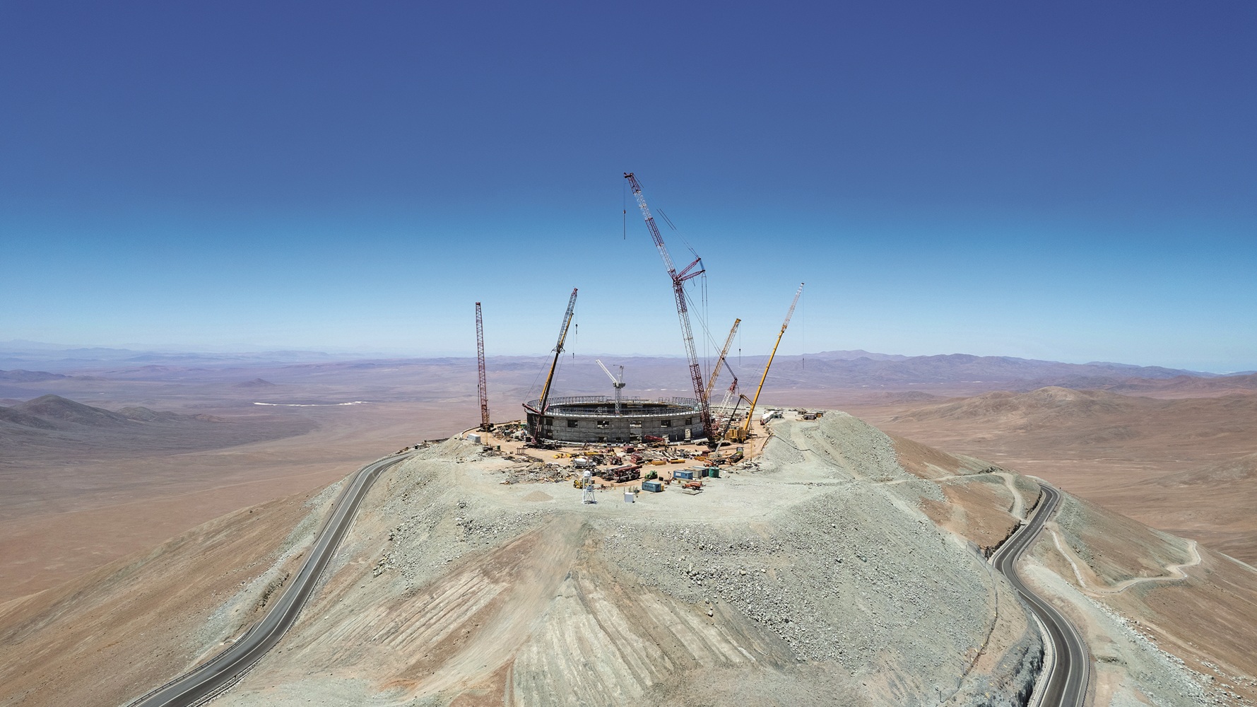 The ELT (Extremely Large Telescope) on the Cerro Armazones mountain in the Chilean Atacama Desert 