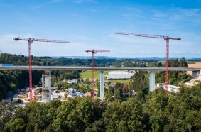 Three WOLFF Cranes Support Spectacular Aurach Valley Bridge Project