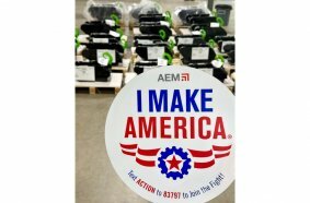 I Make America logo with Steelwrist quick couplers in the background