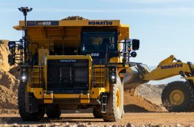 Komatsu HD605-10 truck fitted with Smart Quarry Autonomous