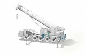 The electric motor powers the great shaft to the pump transfer gearbox in the superstructure via a distributor gear. The battery pack is attached to the rear if the vehicle.