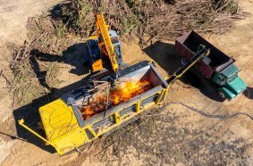 Key to simplifying the permitting process for the Tigercat 6040 in the US is recognition by government agencies that the wood debris feedstock is a process ingredient, that the process generates very low emissions, and that the 6040 produces a useful product.
