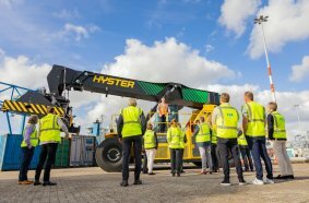 Team observing Hyster RST HFC ReachStacker