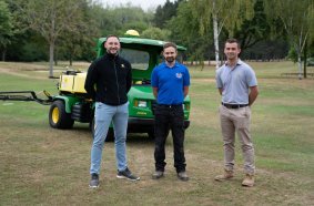 Jacob Shellis from Farol with Steve Hardy from TLGC (right) and Mark O’Meara, John Deere Territory Manager