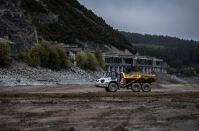 The Liebherr dump trucks are