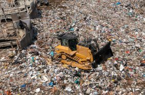 The Cat D8 dozer is available with a factory Waste Handler package with added protection, including seals and guards that make it suitable for waste handling.