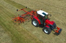 Mounted twin-rotor rake with central delivery GA 7631 P