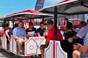 STEYR Open Days Visitors on Factory Tour in small trains