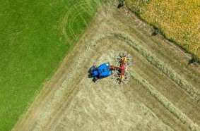 The twin rotor rake with central swath placement ticks all the boxes with the best ground tracking