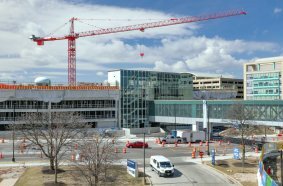Two scopes, two cranes, one campus: Potain tower cranes support major hospital-campus build in Milwaukee