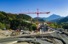 Working between gorge, traffic