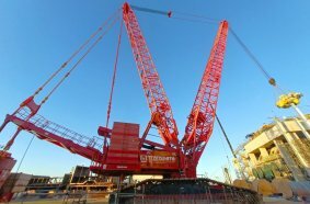 Rental company Transdata used its Manitowoc 18000 crawler crane at a natural gas thermoelectric plant expansion in Porto do Acu, Rio.