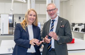 Annika Ölme and Julius Liljeström in the Ceramic Process Laboratory
