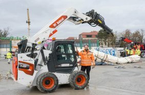 Martin Lacey-Krone, Circus Director and big-cat trainer at Circus Krone with the new Bobcat S86 compact loader.