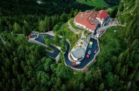 Hairpin bends and steep climbs characterise the narrow road to the Falkenstein castle ruins and its gourmet hotel.