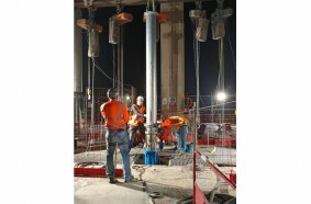 Installation of a pipe extension for a height difference of 21 metres.