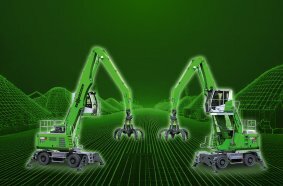 The new battery-powered electric machines of the SENNEBOGEN G-Series, 824 G Electro Battery and 826 G Electro Battery, enable CO2 emission-free recycling handling and can be flexibly equipped with 1 to 4 battery packs.