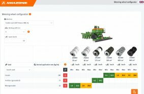 The AMAZONE metering cassette configurator determines the most suitable metering cassette based on the material to be applied, the application rate and the forward speed. The result can be exported as a PDF.