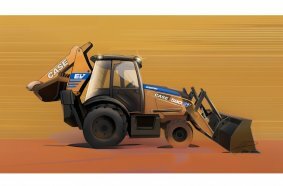 CASE 500EV Electric Backhoe Loader side view sketch.