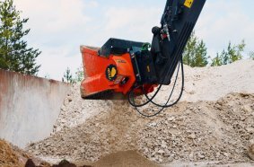 Processing power in a bucket: New ALLU Concrete Screening and Crushing Bucket for rebar-contaminated demolition rubble coming in 2026