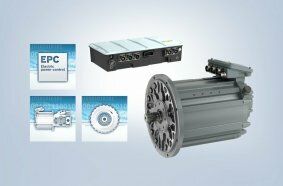 The Rexroth eLION software portfolio with the modules Electric power control EPC, EDA and Pump drive control PDC and the new high-voltage motor series EMP1 with significantly increased power density.