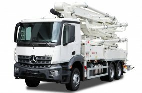 Putzmeister is presenting the new SY32 Z5-160 truck-mounted concrete pump together with SANY at bauma 2025
